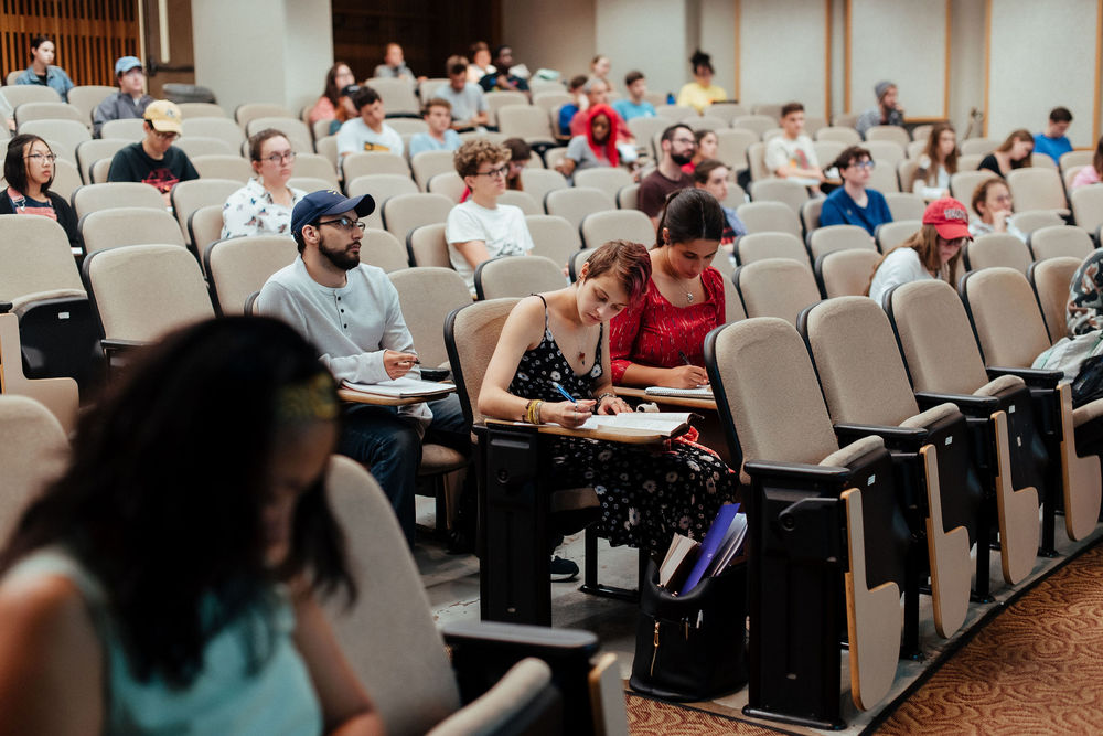 Temple students in a lecture class